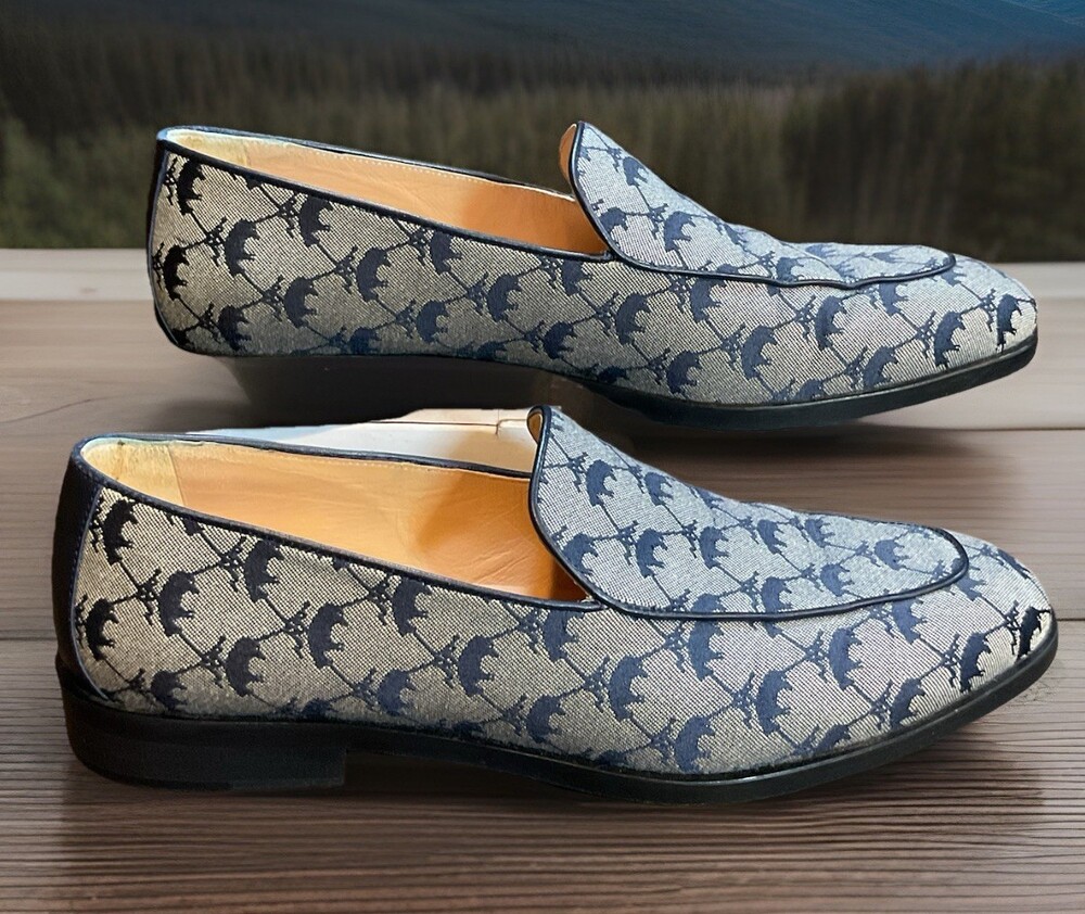 Brooks Brothers Shoes Women's 8 Navy Leather Trimmed Logo Made In Italy
